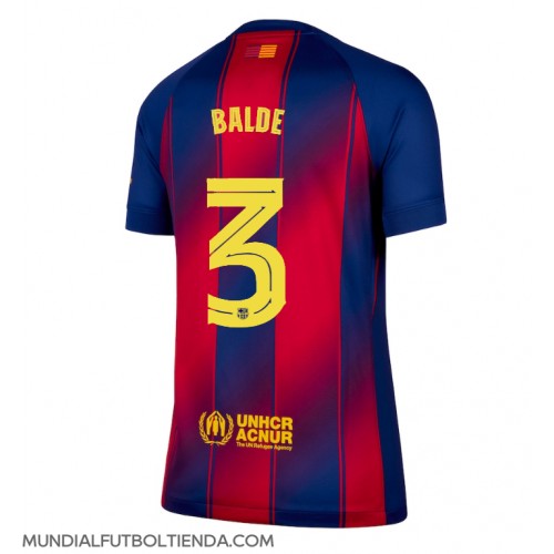 Camiseta Barcelona Alejandro Balde #3 Primera Equipación Replica 2025-26 para mujer mangas cortas